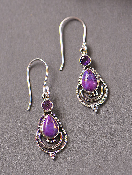 Amethyst and Turquoise Teardrop Sterling Silvers Earrings