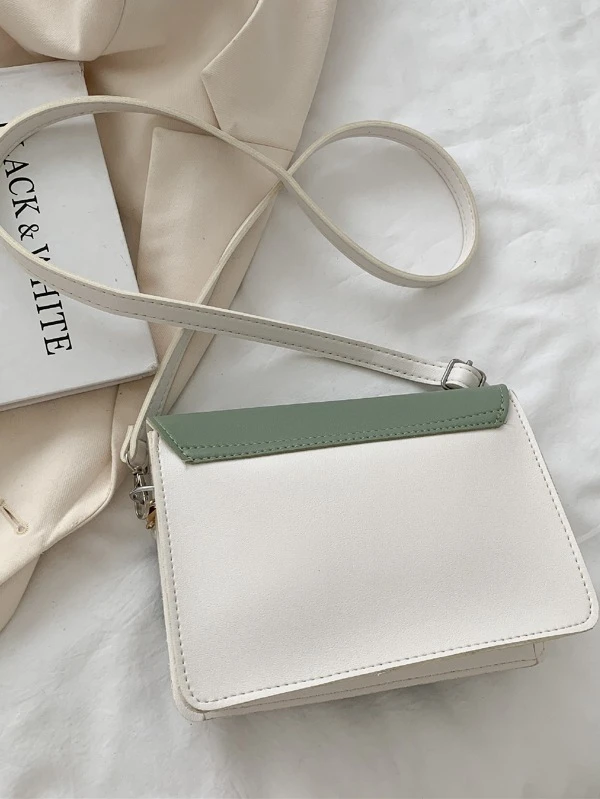 Faux Pearl Decor Flap Square Bag