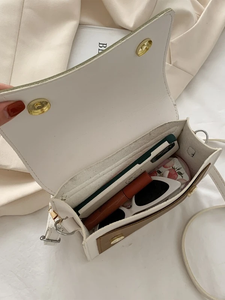 Faux Pearl Decor Flap Square Bag