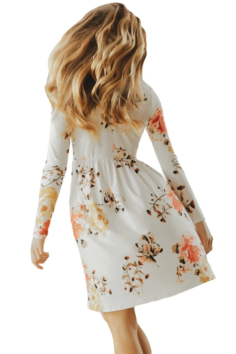 White Floral Swing Kids' Dress with Hidden Pockets