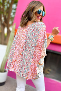Multicolor Animal Floral Mix Print Cape Top