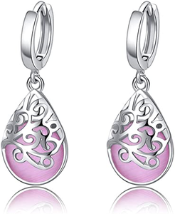 Light Pink Moonstone Teardrop Earrings
