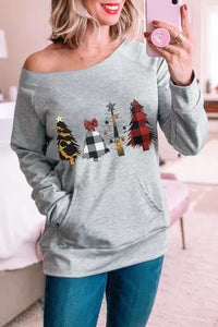 Plaid Christmas Tree Grey Sweatshirt