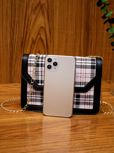 Plaid Pattern Flap Chain Bag