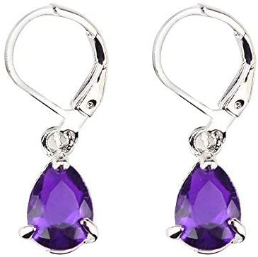 Purple Teardrop Rhinestone Earrings with Sterline SIlver Metal