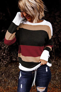 Red Color Block Knit Sweater