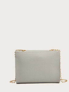 Stitch Trim Color Block Push Lock Chain Bag