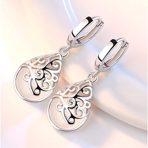 White Moonstone Sterling Silver Earrings