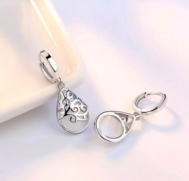 White Moonstone Sterling Silver Earrings